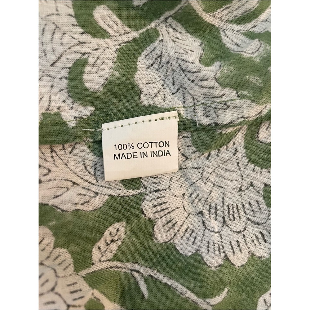 Mod's Mahal Green White Block Print Floral Maxi Dress Size M 100% Cotton Pockets - Picture 8 of 9